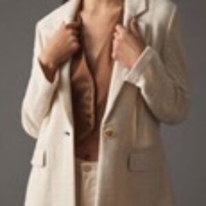 ANTHROPOLOGIE X SANCTUARY Bryce Knit Blazer Beige Neutral Size Medium